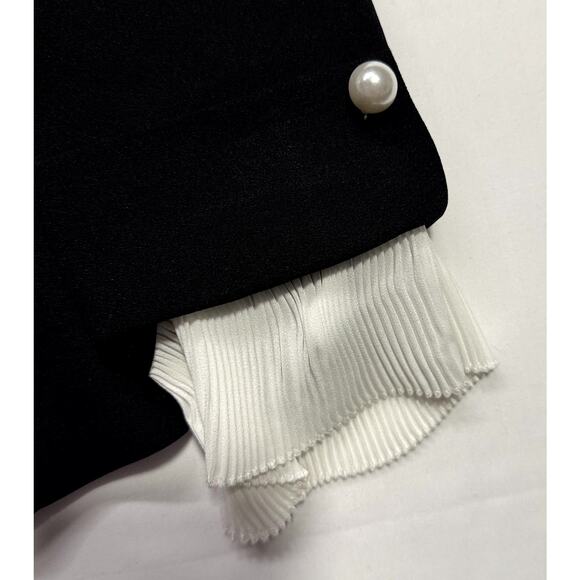 CeCe Black Women's Notched Collar Contrast Ruffled-Cuff Blazer XS - Picture 9 of 12